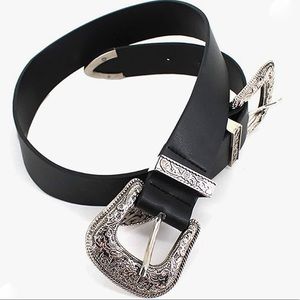 Women’s Vintage-Style Double Buckle Western Belt